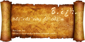Böröndy Ádám névjegykártya