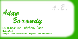 adam borondy business card