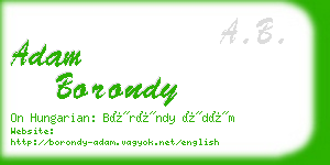 adam borondy business card